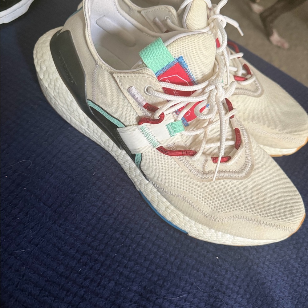 adidas Cream and Red Athletic Shoes